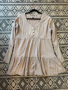 FP One Waffle Knit Mini Dress in Pinkish Taupe